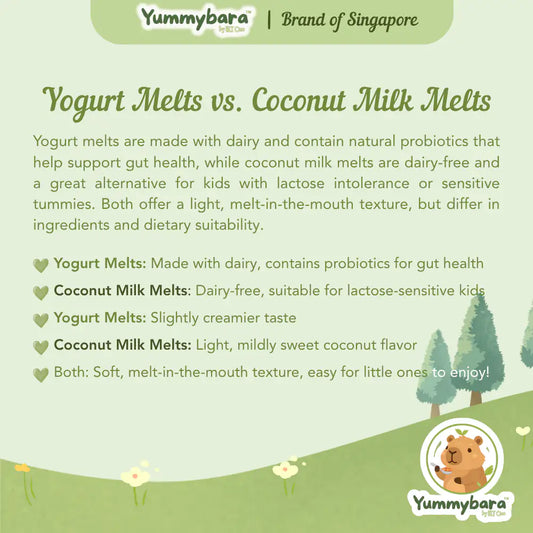HLT One Yummybara Freeze Dried Pre + Probiotic Coconut Milk Melts (18g) 8 months+ 7m+, Baby Snacks, Halal, Melts