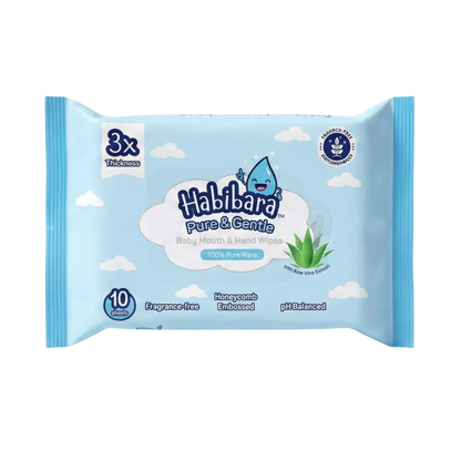 HLT One  [Carton Deals] Habibara Pure & Gentle Baby Wipes 10s x 120 Packs | Oral Safe with Xylitol | Sensitive Skin Baby Essentials, Baby Wipes 