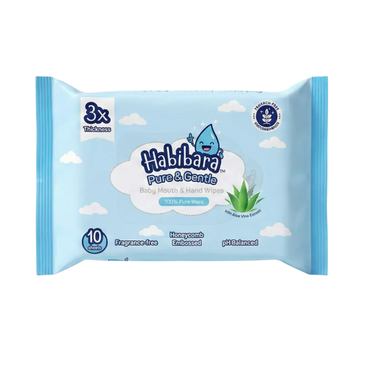 HLT One  [Carton Deals] Habibara Pure & Gentle Baby Wipes 10s x 120 Packs | Oral Safe with Xylitol | Sensitive Skin Baby Essentials, Baby Wipes 