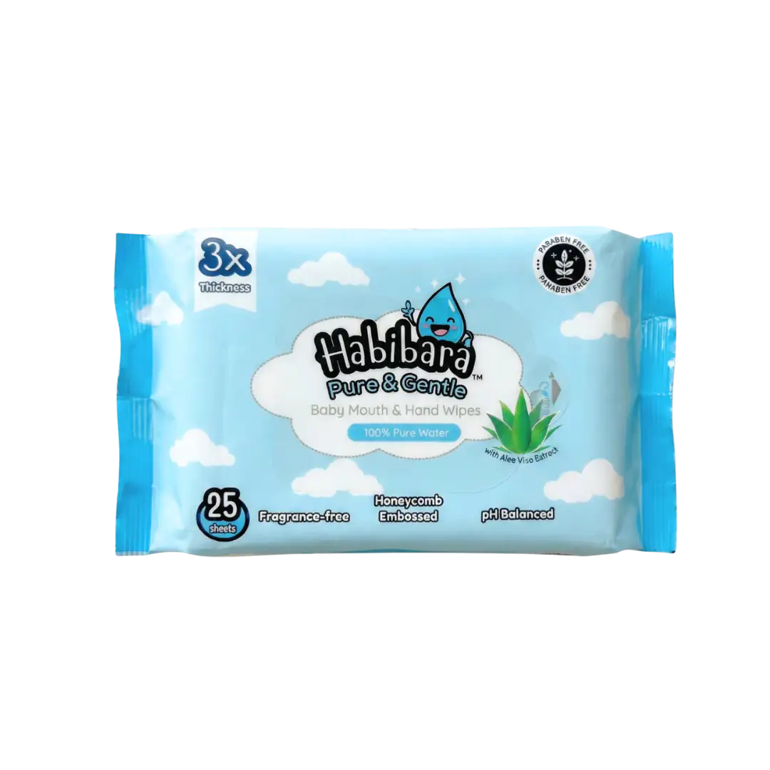 HLT One  [Carton Deals] Habibara Pure & Gentle Baby Wipes 25s x 60 Packs | Oral Safe with Xylitol | Sensitive Skin Baby Essentials, Baby Wipes 