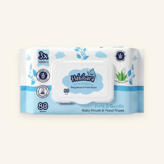 Habibara Pure & Gentle Baby Wet Wipes | with 5 Botanical Extracts | Extra Thick | Sensitive Skin | 80 sheets Value Pack