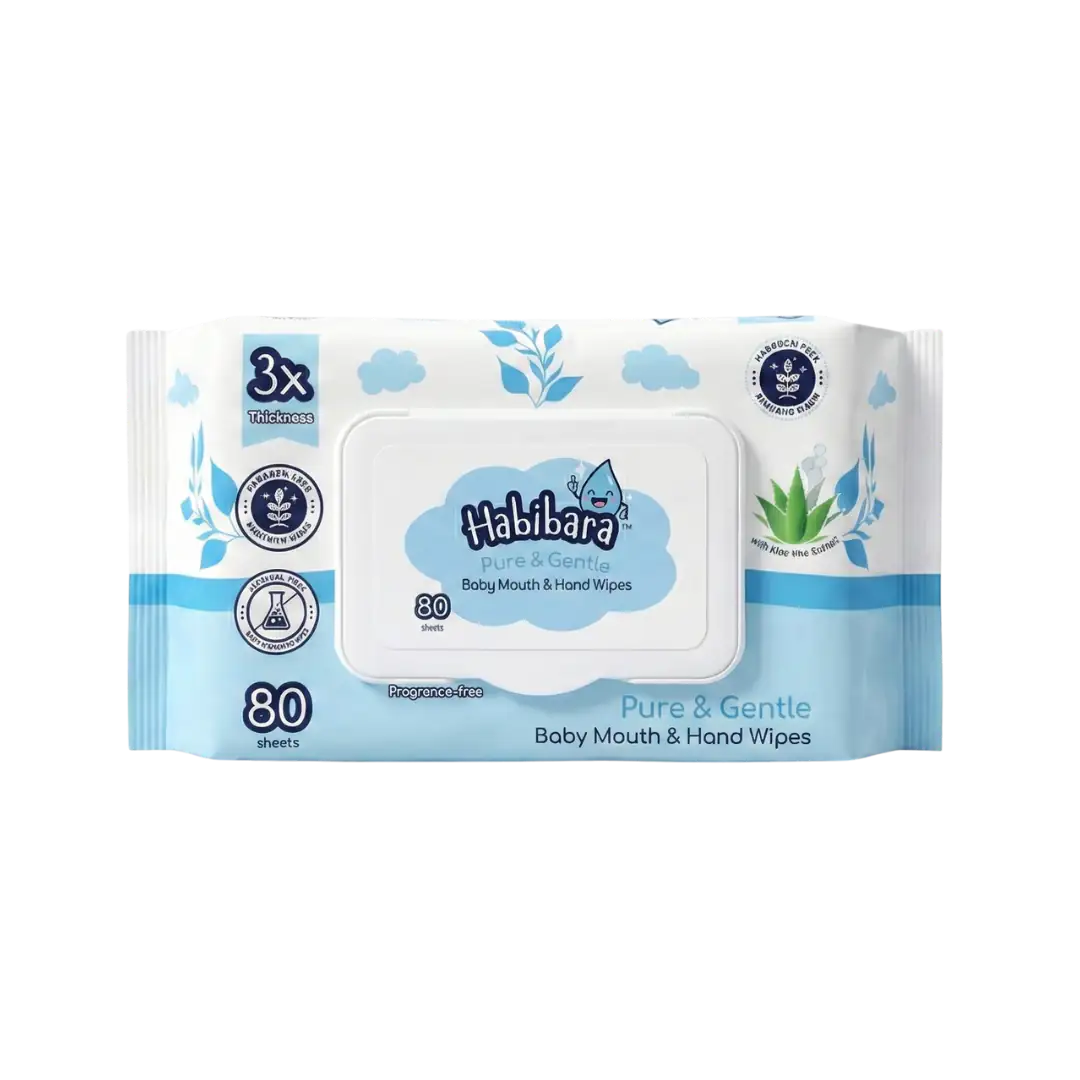 HLT One  Habibara Pure & Gentle Baby Wet Wipes | with 5 Botanical Extracts | Extra Thick | Sensitive Skin | 80 sheets Value Pack Baby Essentials, Baby Wipes 1 Pack