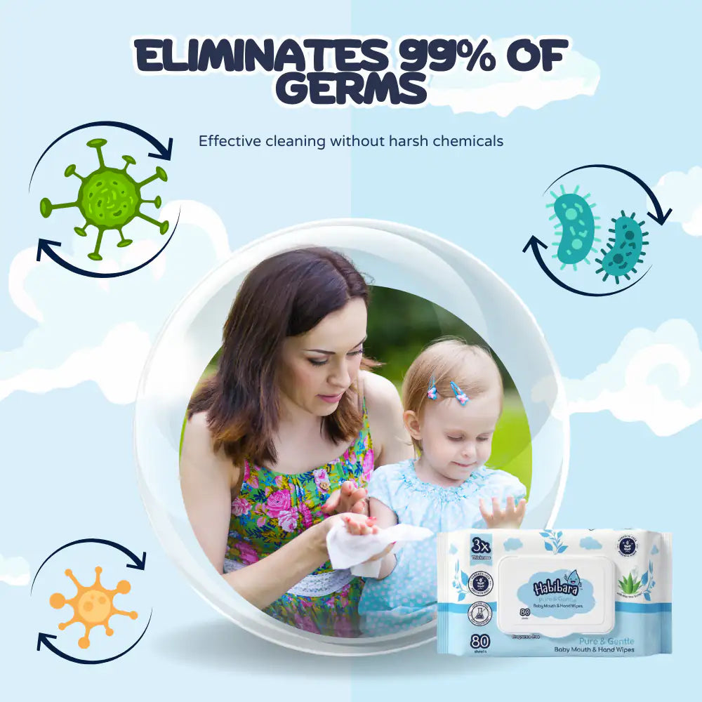 HLT One  Habibara Pure & Gentle Baby Wipes 25s | Oral Safe with Xylitol | Extra Thick & 3D Embossed | Sensitive Baby Essentials, Baby Wipes 