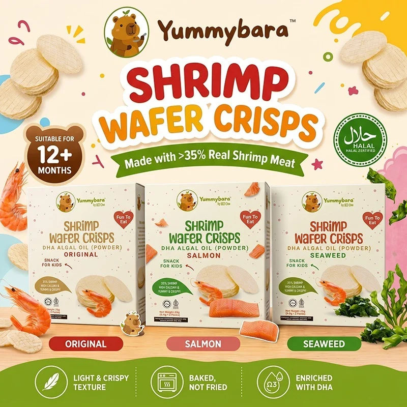 Yummybara Shrimp Wafer Crisps Enriched with DHA 28.2g (5 packs)