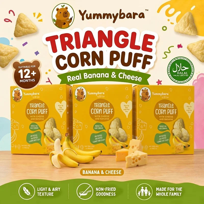 Yummybara Triangle Corn Puff - with Cheese and Banana 40g (4 packs)