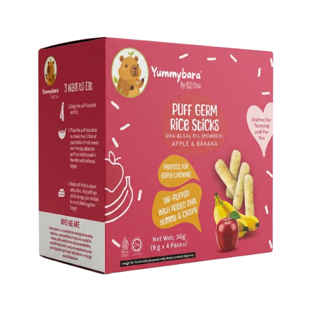 Yummybara Puff Rice Sticks DHA Algal Oil  36g (4 packs)