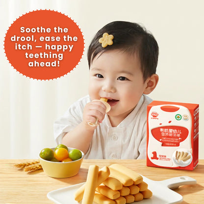 Qiu Tian Man Man Organic Baby Teething Sticks | Baby Snack 12+ Months | No Added Sugar | Gentle on Gums (64g)