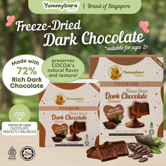 HLT One  Yummybara Freeze Dried Dark Chocolate (20g) 12 months+ 12m+, Baby Snacks, Halal 