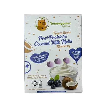 HLT One  Yummybara Freeze Dried Pre + Probiotic Coconut Milk Melts (18g) 8 months+ 7m+, Baby Snacks, Halal, Melts 