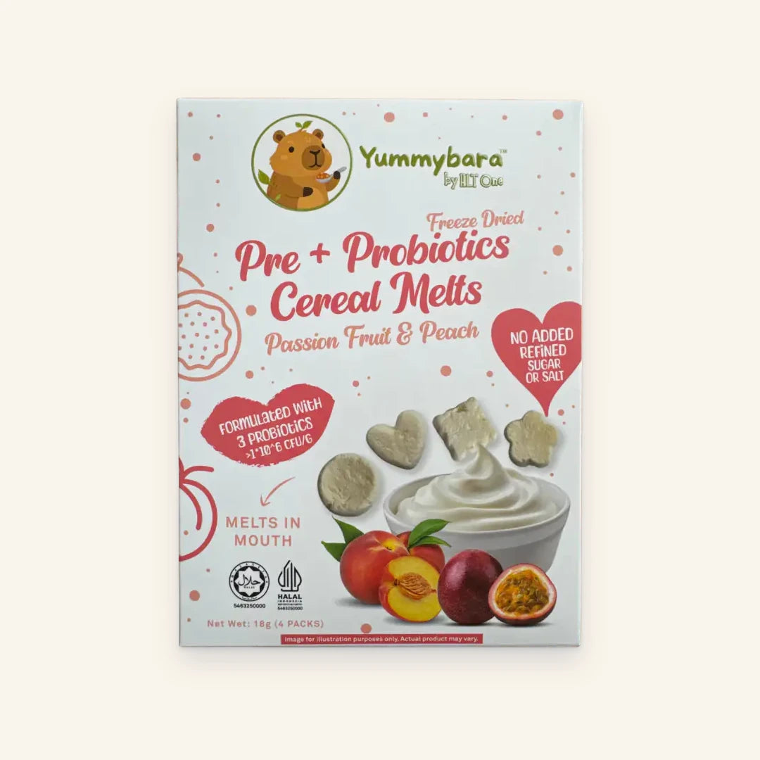 Freeze Dried Pre + Probiotics Cereal Melts (18g) 8 months+ Passion fruit + Peach