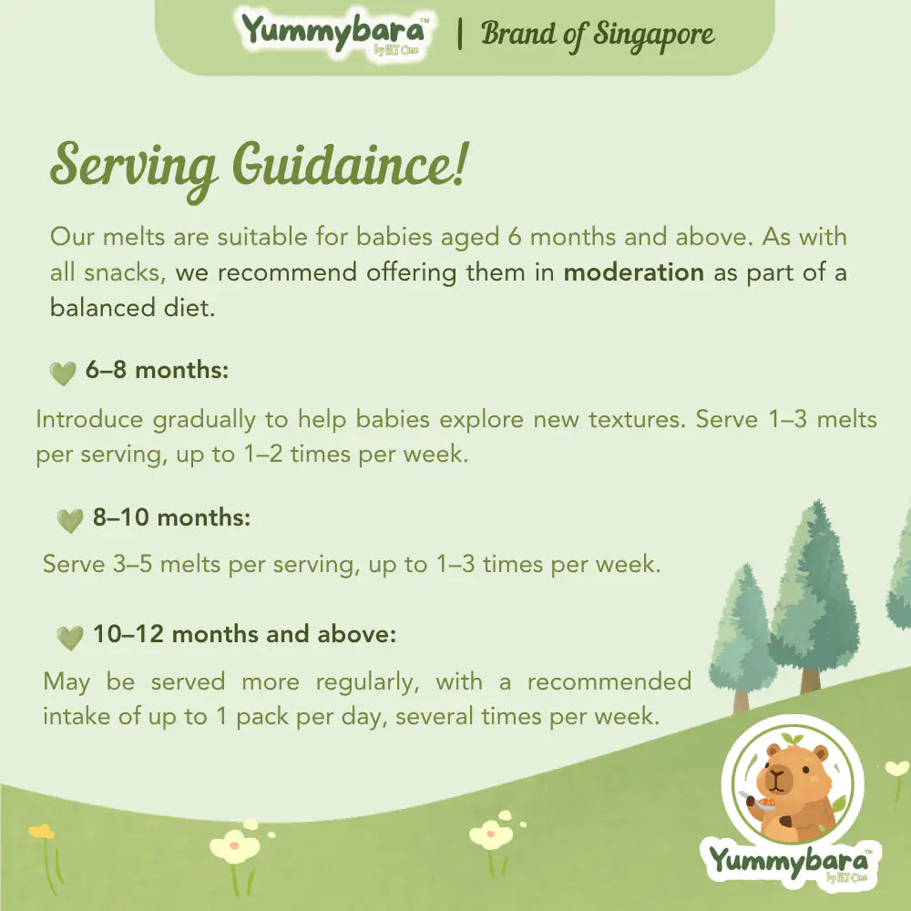 HLT One  Yummybara Freeze Dried Pre + Probiotics Cereal Melts (18g) 8 months+ Passion fruit + Peach 7m+, Baby Snacks, Halal, Melts 