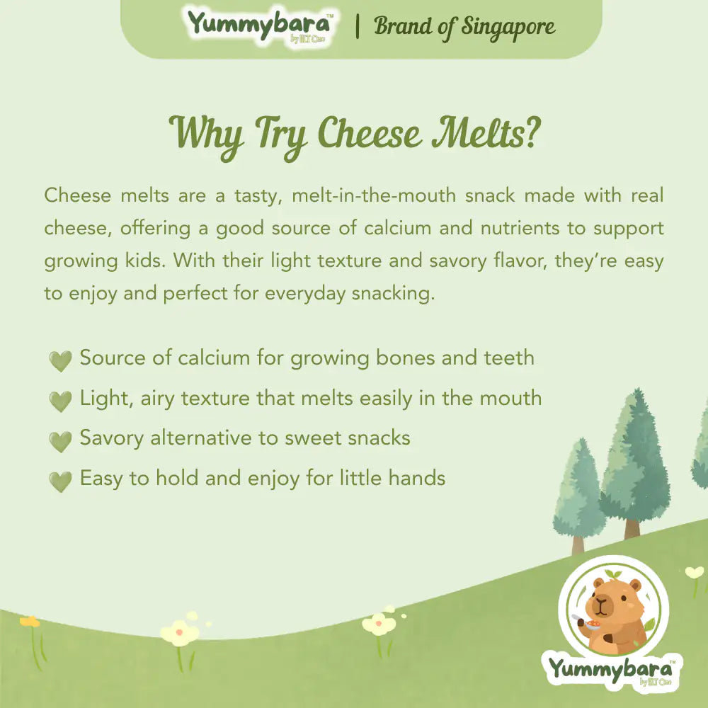 HLT One  Yummybara Freeze Dried Pre + Probiotics Cheese Melts (18g) 8 months+ 7m+, Baby Snacks, Halal, Melts 