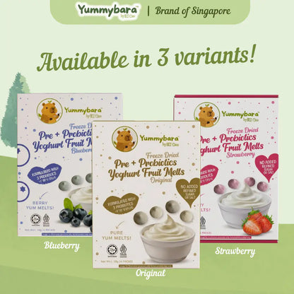 HLT One  Yummybara Freeze Dried Pre + Probiotics Yoghurt Fruit Melts (20g) 8 months+ 7m+, Baby Snacks, Halal, Melts 