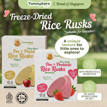 HLT One  Yummybara Freeze Dried Rice Rusks (20g) 8 months+ 7m+, Baby Snacks, Halal, Rusks 